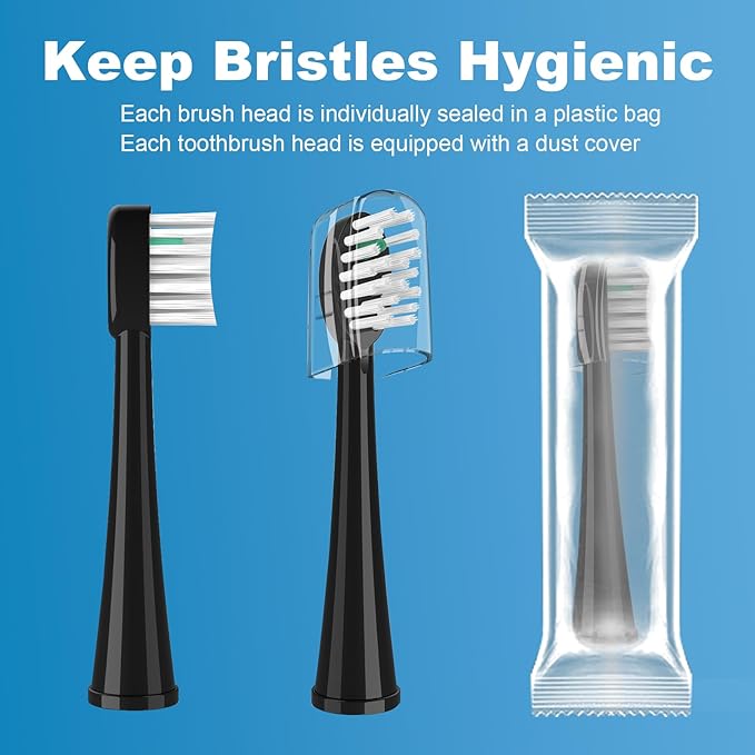 Replacement Brush Heads for WaterPik Sonic-Fusion 2.0 Flossing Toothbrush (SF-03/SF-04) and Sonic-Fusion Flossing Toothbrush (SF-01/SF-02),6 Count Black with Covers