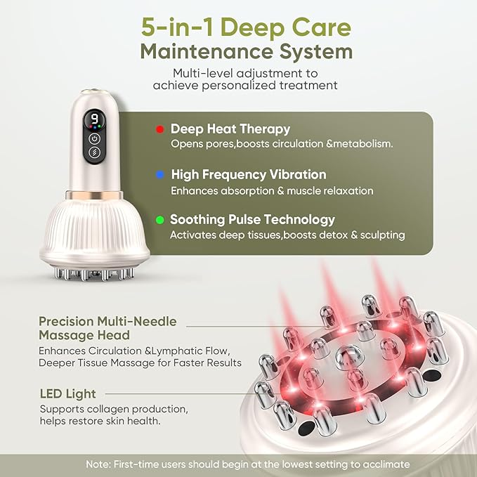 Lymphatic Drainage Massager & Anti Cellulite Massage Tool — Body Sculpting Machinefor Legs, Arms & Belly, Body,Helps Reduce Stretch Marks & Cellulite,with Microcurrent, Light Heat & Vibration