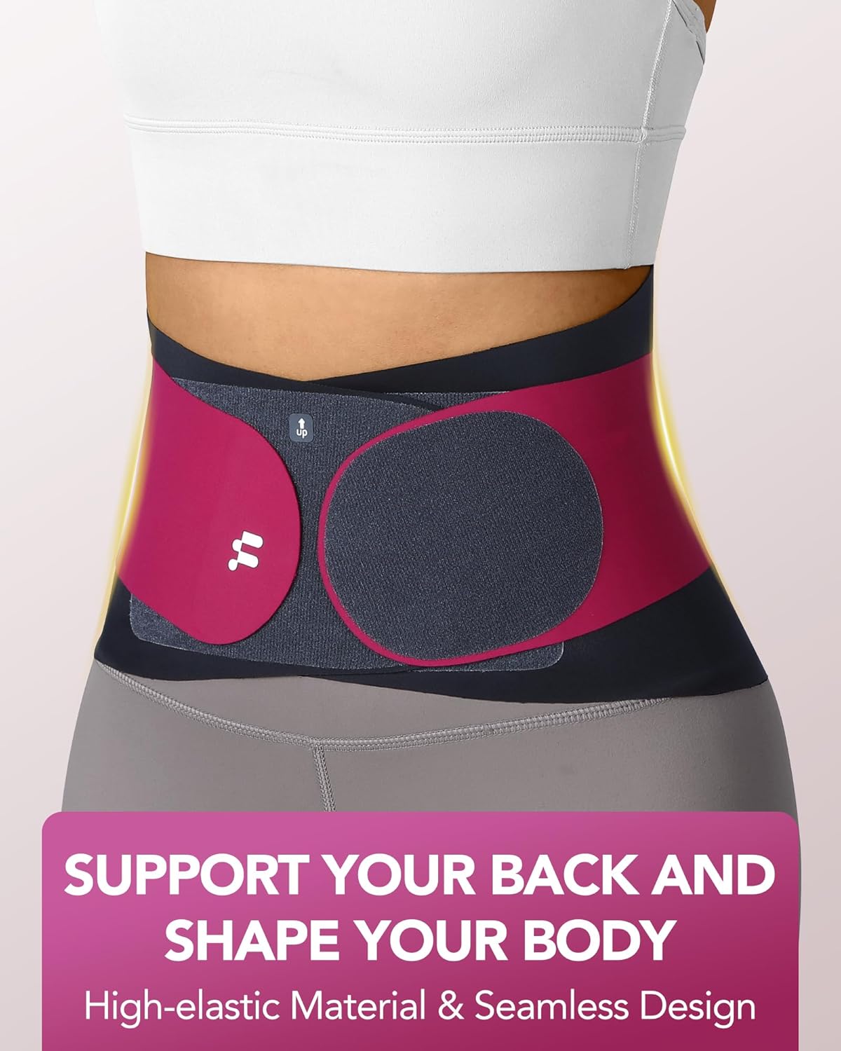 0.5mm Ultra Thin Back Brace with 3D Lumbar Pad, Seamless Yoga Fabric, Lightweight Back Brace for Lower Back Pain Women Men, Sciatica, Posture, Back Support Brace for Wearing Under Clothes