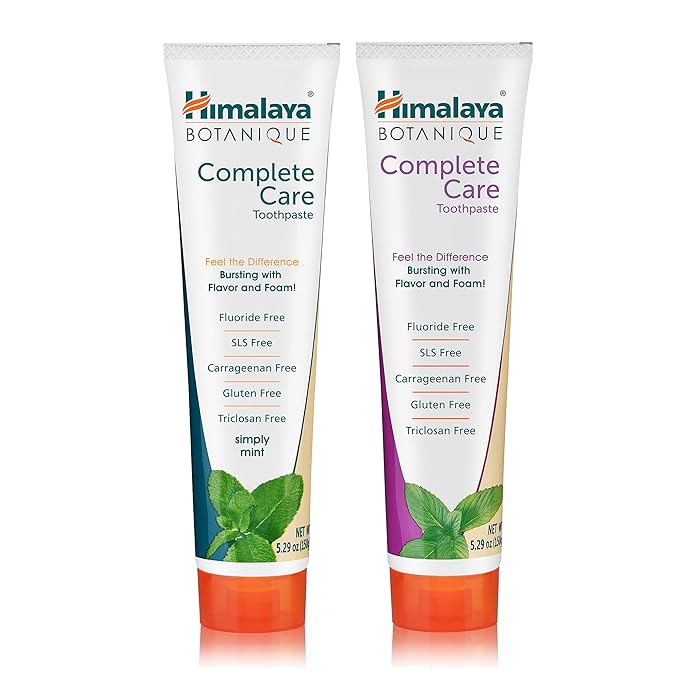 Himalaya Botanique Complete Care Toothpaste, Herbal, Variety Pack, Mint and Spearmint Flavor, Fights Plaque, Freshens Breath, Fluoride Free, No Artificial Flavors, SLS Free, Cruelty Free, 5.29 Oz