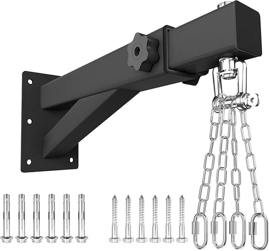 Adjustable Heavy Duty Bag Hanger,Wall Mount Punching Bag Hanger,Thickened Steel Plate and Stainless Steel kit for Home Gym Indoor Outdoor (Supports up to 900Ib)