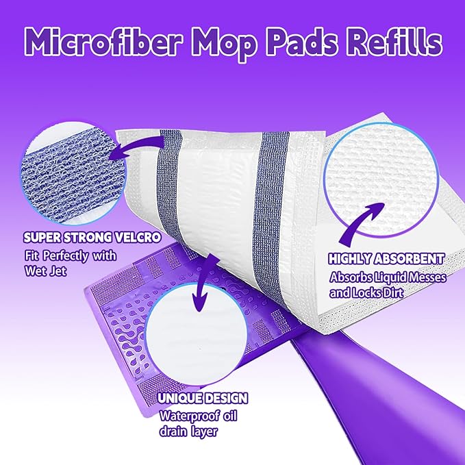 60 Pack Disposable Spray Mop Pad Refills for Wetjet, Unscented Cleaning Repalcement Mopping Pads, Compatible with Wet Jet, Multi-Layer Floor Mop Pads for Multi Surface Floor