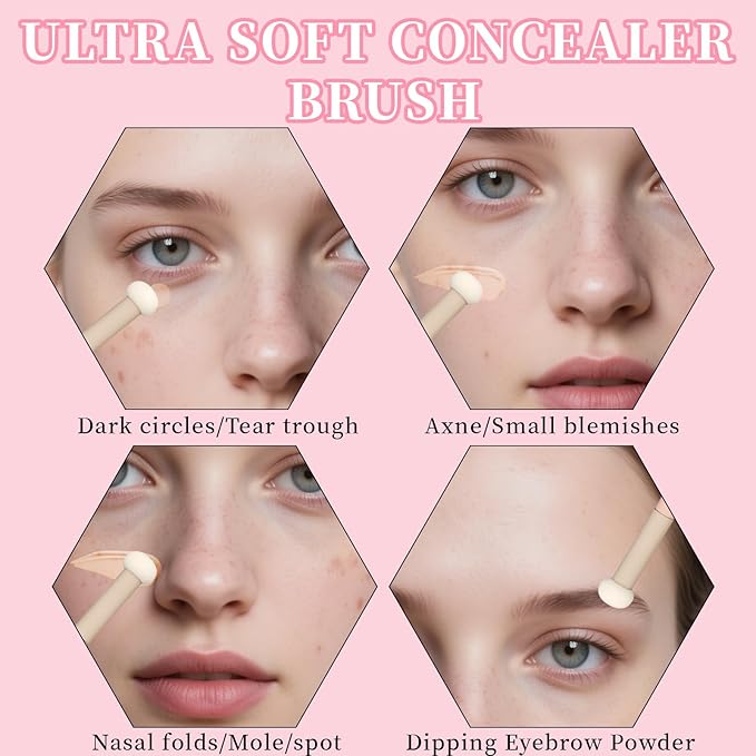 10 Pcs Makeup Applicators, Concealer Sponge With Handle, Round Mushroom Makeup Brushes, Soft Fluffy Face Blenders & Sponges Applicator For Women Girls (Pink)