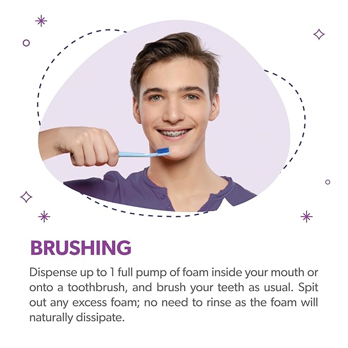 EverSmile OrthoFoam Braces Cleaner — Travel Size – Brushable Foam Whitens Teeth, Eliminates Bacteria, Fights Plaque and Bad Breath – Cleans Under Metal, Ceramic, Clear Brackets and Wires – 25ml(2 Pk)