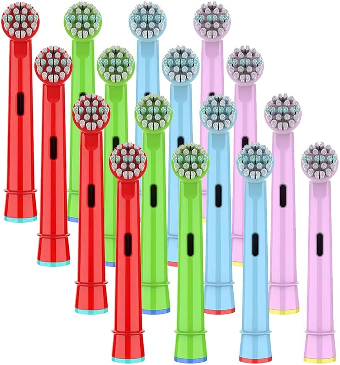 Kids Toothbrush Heads Compatible with Oral B - Electric Toothbrushes, Replacement Brush Heads with Protective Caps, 4/8/12/16 Pack (16)