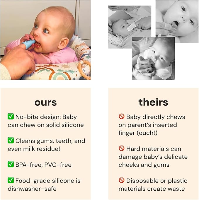 oogiebear Baby Finger Brush & Tongue Scraper - Gentle Oral Care, Soft Silicone, BPA-Free, for Infants & Toddlers