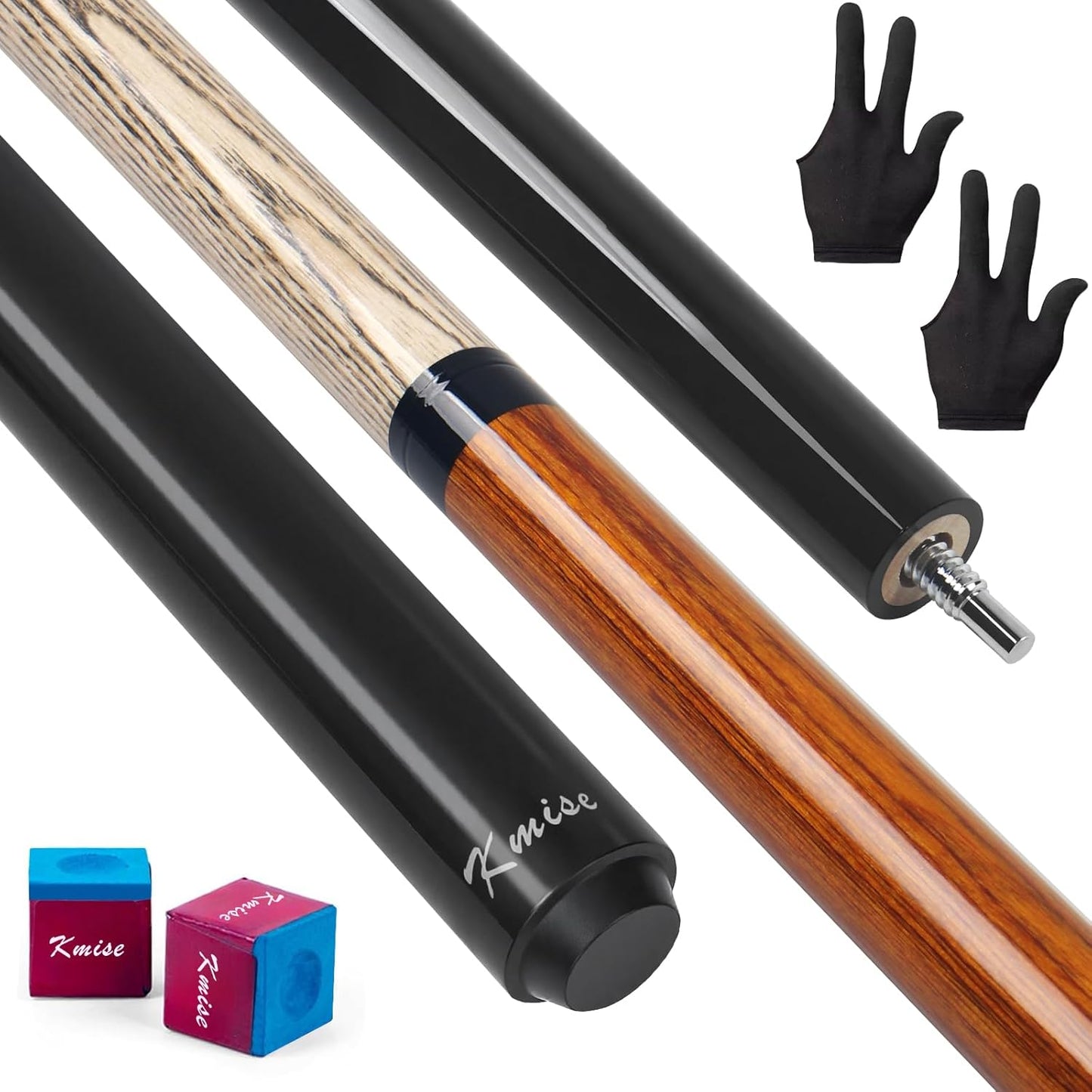 Kmise Break Jump Cue Stick - 21oz 23oz 25oz 28oz Pool Stick for Explosive Breaks and Effortless Jumps, Heavy Hitter Jump&Break Pool Cue with 14mm Pro Breaking Tip, Includes Pool Chalk and Glove