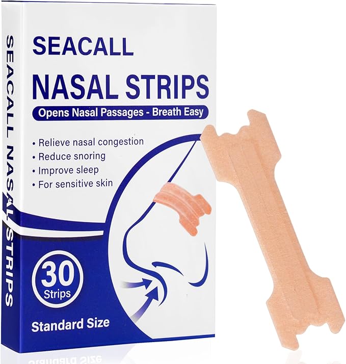 30Ct Nasal Strips for Breathing - Sleep Nose Strips for Snoring, Instant Reduces Nasal Congestion for Better Sleep, Drug Free, Anti Snoring Nose Tape for Men & Women