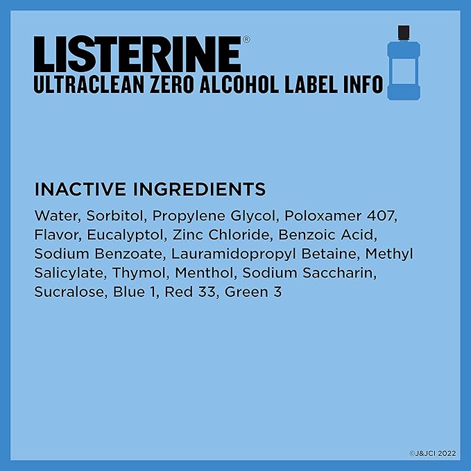 Listerine Ultraclean Alcohol Free Tartar Control Mouthwash, Oral Rinse to Help Fight Bad Breath and Tartar, for Cleaner, Naturally White Teeth, Less Intense Arctic Mint Taste, 1 L (Pack of 2)