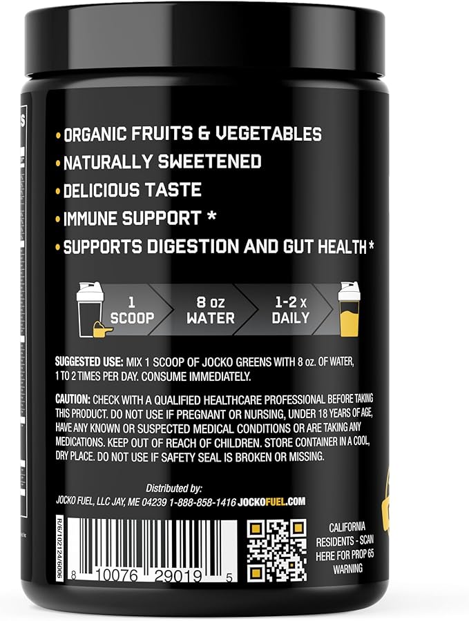 Jocko Fuel Daily Greens Powder - Premium Organic Greens Superfood Powder for Gut Health, Digestion, Bloating, Immune Support with Spirulina, Chlorella, Digestive Enzymes, & Probiotics - 30 Servings