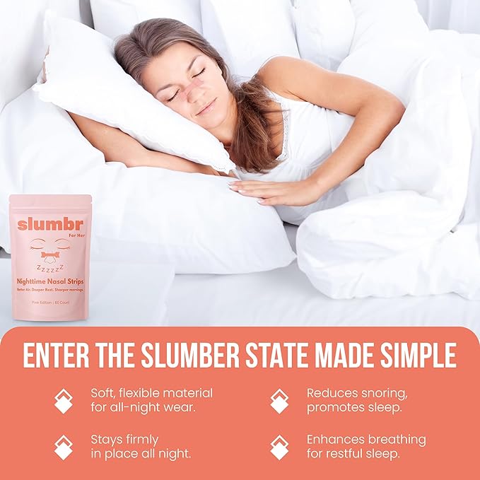 Nasal Strips for Breathing (60 Count) – Extra-Strength Grid Adhesive – Built for Nighttime Comfort, Clear Breathing & Consistent Sleep Routines (for Her - Pink)