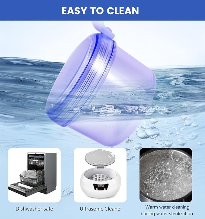 Leak Proof Travel Denture Bath Case for Full Dentures, Denture Cups for Soaking Dentures, Denture Container Cups with Brush for Dentures, Aligner, Retainers, Mouth Guard (Blue)