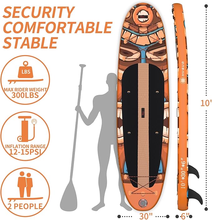 Inflatable Stand Up Paddle Board, 10'x30''x6'' Ultra-Light Paddleboards for All Skill Levels with SUP Accessories, Paddle, Fins, Leash, SUP Pump, Backpack