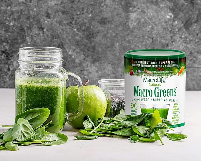 MacroLife Naturals Macro Greens Powder 38 Superfood Probiotic Antioxidant Enzyme & Herbal Supplement Immunity Energy Cleanse - Non-GMO Vegan Gluten-Free Dairy-Free - 30oz (90 Servings)