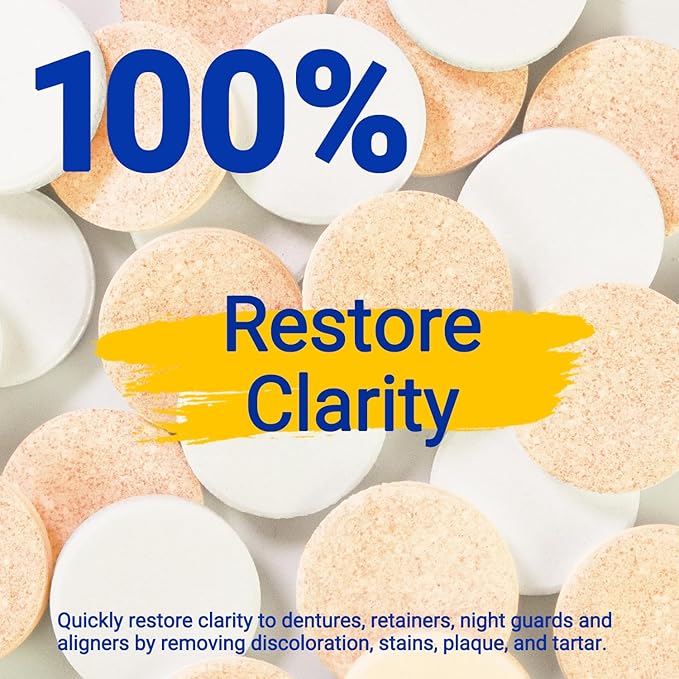 MySmile Retainer Cleaner with 120 Denture Cleaning Tablets, Quickly Remove Odors, Discoloration Stains & Plaque from Aligner, Mouth Guard, Night Guard and More Dental Appliances (Orange Flavor)