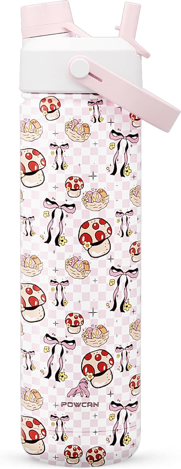 26 oz Insulated Water Bottle with 2-in-1 Straw and Spout Lid, Keep Cold 24H, Leak-Proof, Fits in Car Cup Holder, Stainless Steel Water Bottle for Sports, Travel, Gym, and School (Mushie Belle)