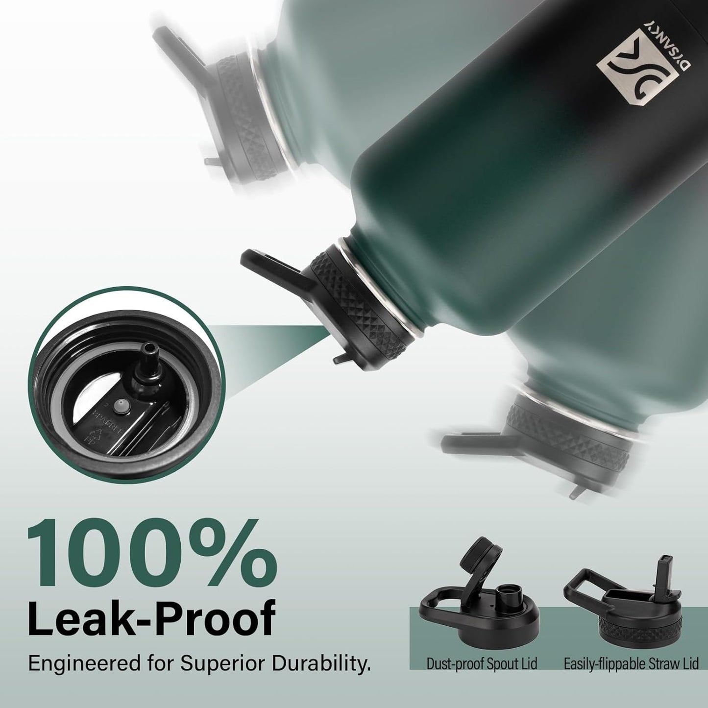 Insulated Water Bottle | Thickened Stainless Steel Vacuum Metal | Portable Sports Half Gallon Large Water Jug for Gym and Hiking with Straw, Carrier Bag, Handle Strap | BPA-Free 64 oz