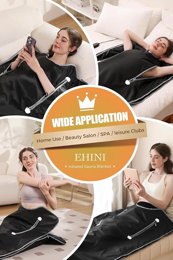 Infrared Sauna Blanket-Sauna Blanket for Home Use, Portable Design for Relaxation and Detoxification Highest 176℉, 20-60 Minutes Timer, 6 ft x 2.65 ft（Pitch-Black）