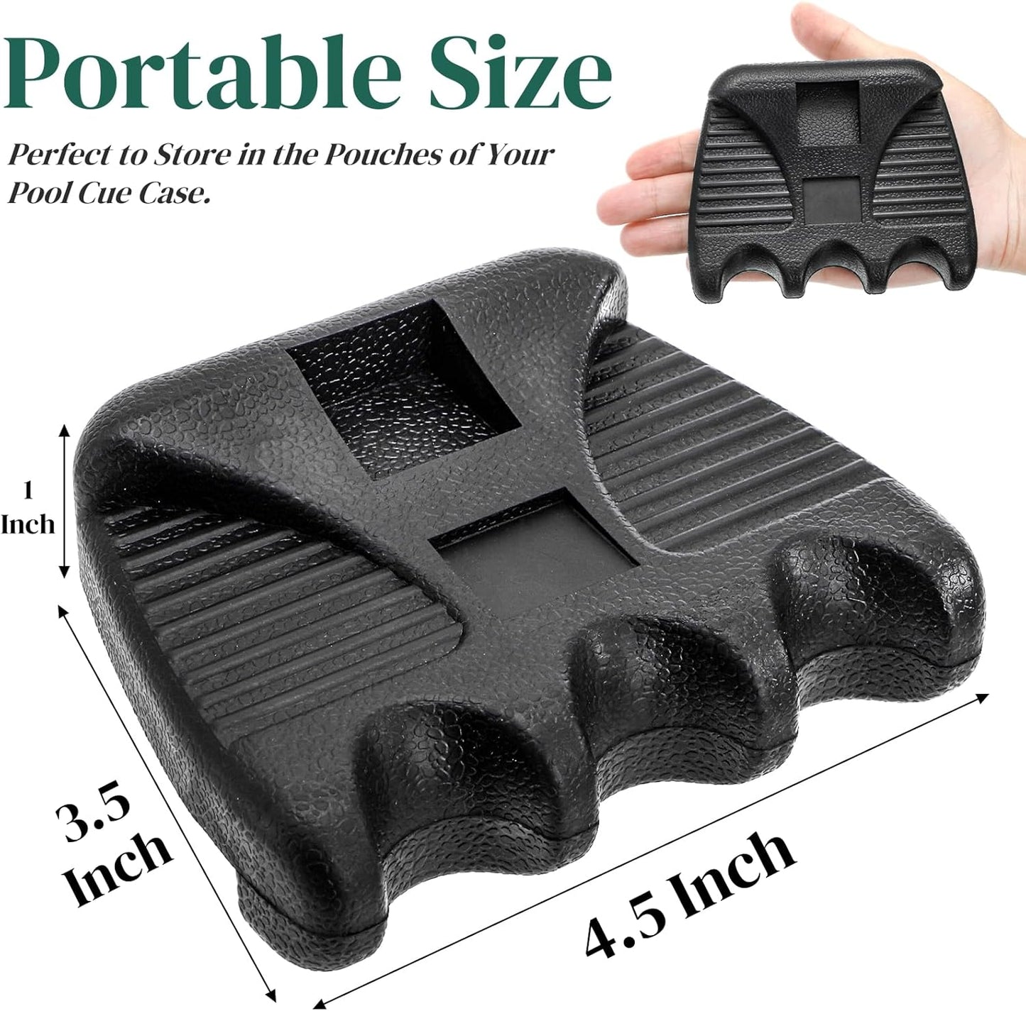 3 Holes Pool Cue Holder, Portable Weighted Pool Stick Holder, Non-slip Cue Rest for Table, Mini Billiard Cue Rack with Chalk Holder