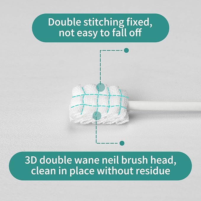 Baby Tongue Cleaner Toothbrush 30Pcs Disposable Infant Tooth Brush Clean Baby Mouth with 2Pcs Finger Toothbrush Oral Cleaning Stick Gauze Cleaner Stick Dental (Green, 32 Piece Assortment)