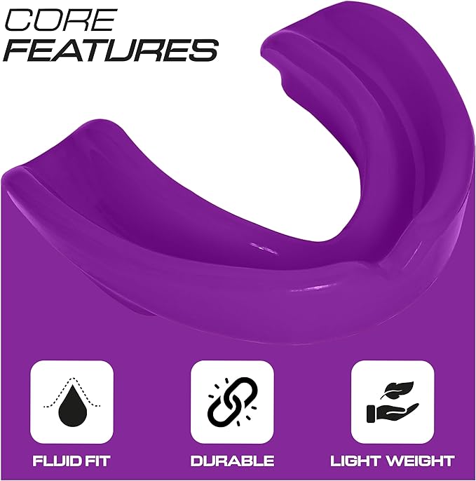 Sports Mouth Guard for Kids,Youth,Boys,Girls,Child Teen Mouthguard with Case (BPA Free) for Boxing, Martial Arts,MMA Karate,Lacrosse,Football,Soccer and All Contact Sports (Purple)