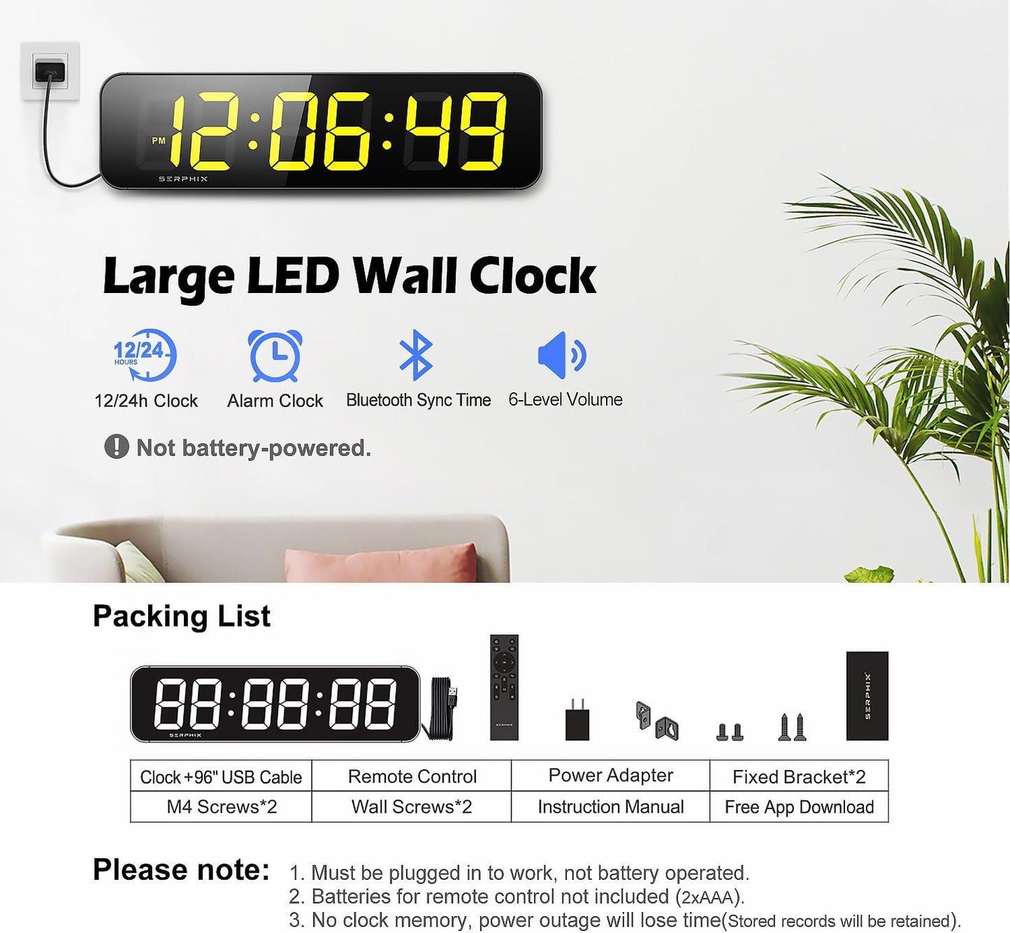 15.2" Gym Timer, App & Remote Control, Customizable LED Colors, Workout Interval Timer Stopwatch Countdown Large Digital Wall Clock for Home Gym
