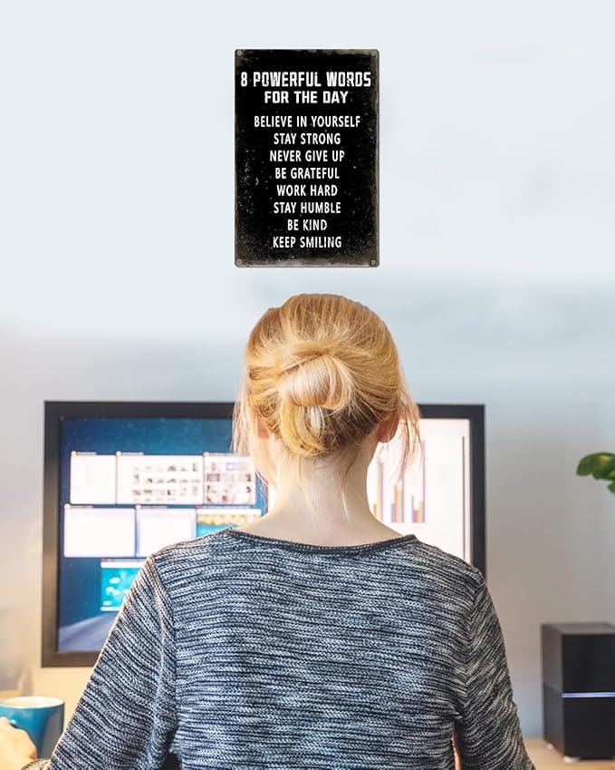 ALKB Inspirational Wall Art Metal Sign 8 x 12 Inch, Inspiring Positive Quotes Room Decor for Living Room Bedroom Classroom Gym, Motivational Wall Decor for Teen