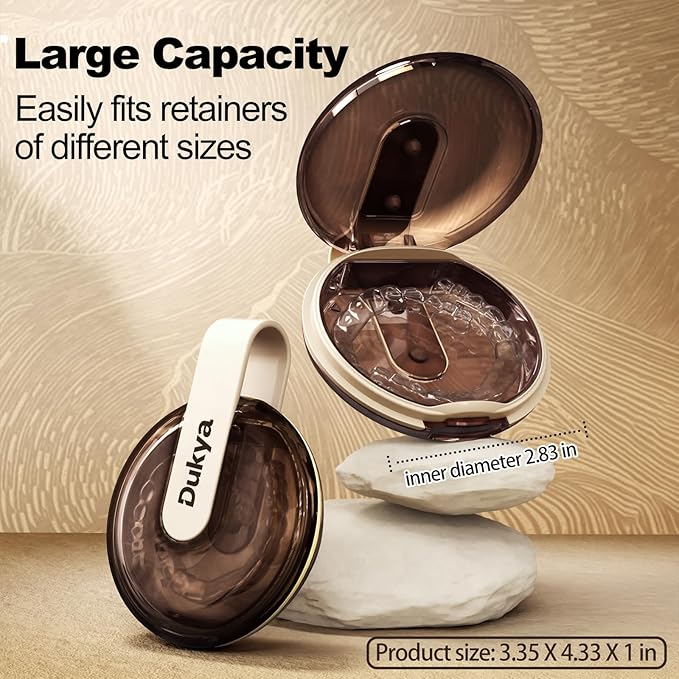 Retainer Case - mouth guard and Orthodontic Aligner Case, Adjustable air holes, Fashion, Multifunctional Portable Box - Latte White