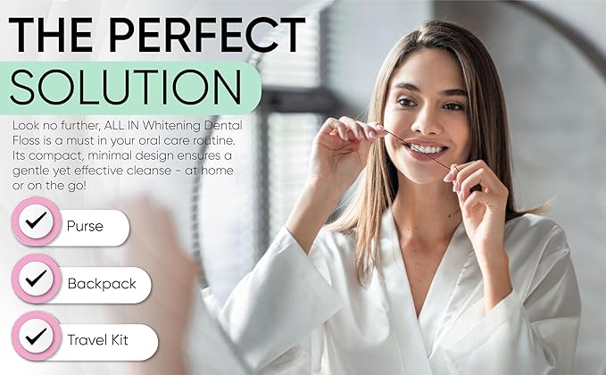 ALL IN Charcoal Floss Refills 6 x 32 Yds Each - Activated Charcoal Dental Floss Refills Only – BPA Free, Plant Based No PFAS Mint Floss for Plaque Removal, Fresh Breath (6)