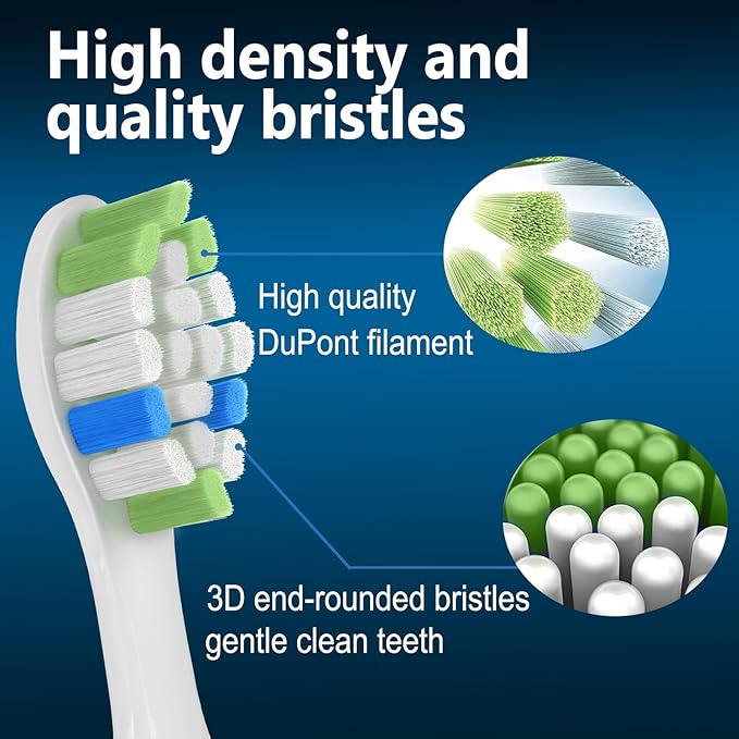 Replacement Toothbrush Heads Compatible with Philips Sonicare ProtectiveClean 4100 5100 5300 6100 Electric Toothbrushes, W Replacement Head for Sonicare, Black/White, 4 Count