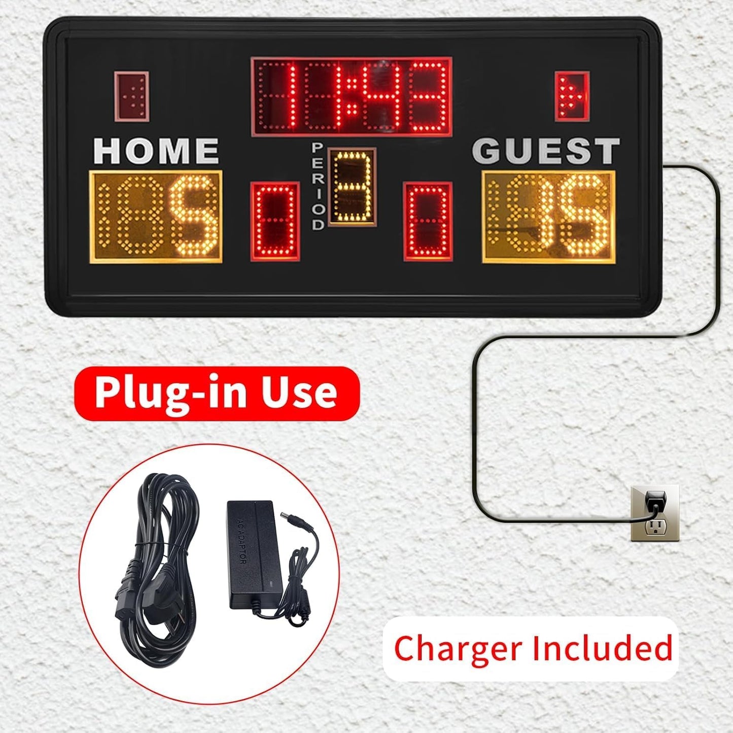 Large Electronic Scoreboard, Basketball Scoreboard with Timer, Digital Scoreboard with Remote, Score Keeper with Buzzer