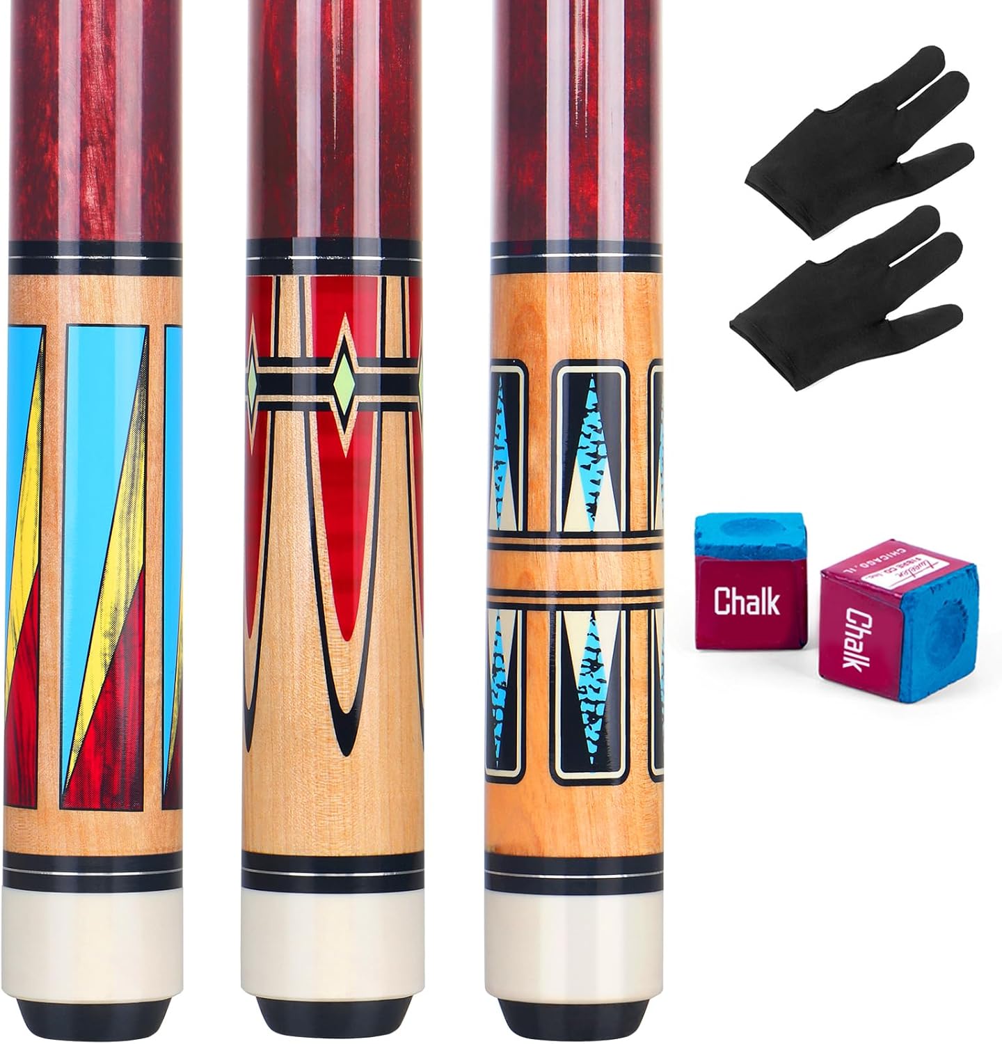 AKLOT Pool Cues,Set of 4 Pool 58" Cue Sticks Canadian Maple Wood Cue Stick for Professional Billiard Players 18 19 20 21 oz