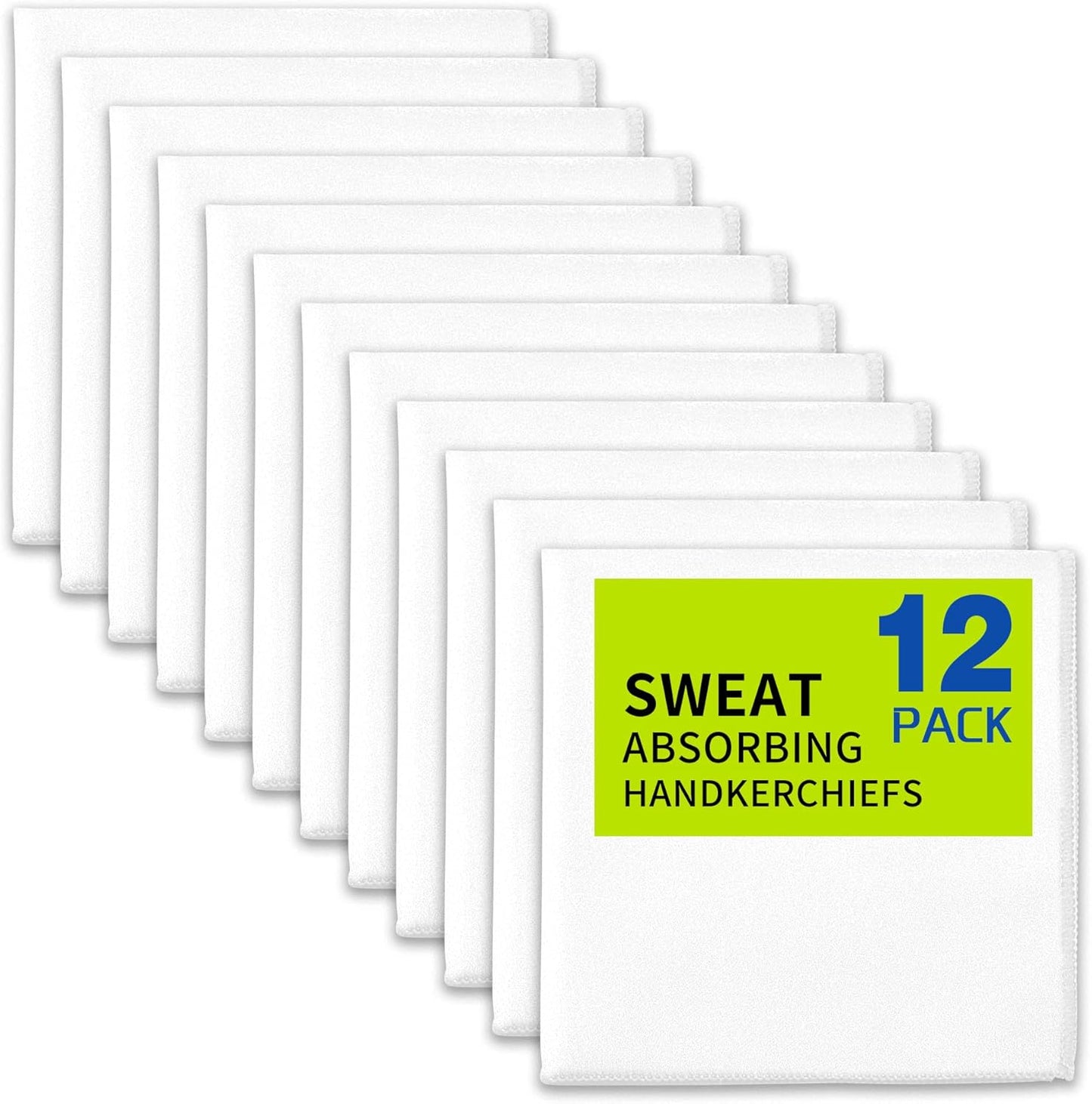 12 Pack Sweat Absorbing Handkerchiefs,Gym Workout Towels Microfiber Sweat Rags Towels for Men & Women, Running Sports accessories Small Cloth for Face Hand,Black Hankies (10" x 10")