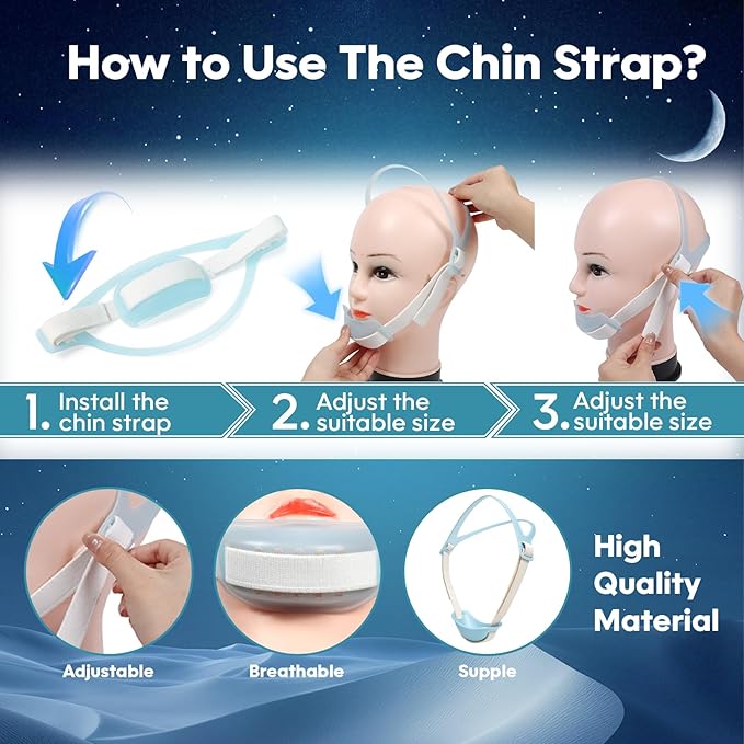 Anti Snoring Chin Strap - Adjustable Snore Stopper for Sleeping | Breathable & Reusable Stop Snoring Solution | Comfortable Anti Snore Device for CPAP Users & Nighttime Snorers