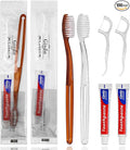 100 pcs Disposable Toothbrushes with Toothpaste Floss Individually Wrapped, 2 Color Disposable Toothbrush Bulk, 10g Toothpaste, Dental Floss Pick for Homeless,Airbnb,Hotel,Guest