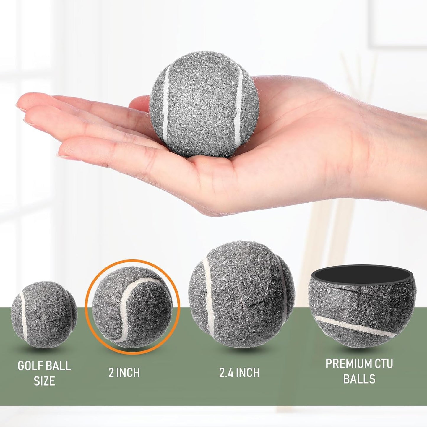 Macarrie 16 Pieces Precut Tennis Balls for Chairs Tennis Ball Chairs Foot Covers for Furniture Leg for Classroom Floor Protection Chair Desk Legs Coverings(Gray,5 cm)