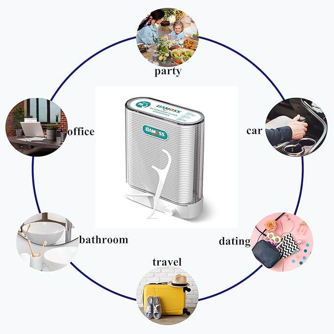 308 Count Dental Floss Picks with Dispenser, Superlight Floss Picks Travel Case, Super Smoothly on Tight Spaces, Efficiently Cleans Between Teeth to Help Fight Plaque (White)