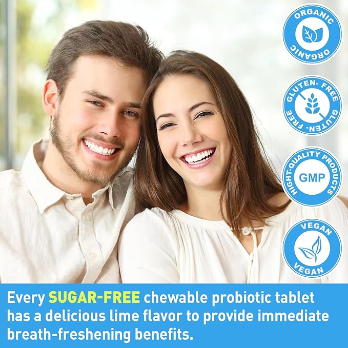 Oral Probiotics for Mouth Bad Breath for Adults 11 Billion CFU, Best Breath Oral Dental Probiotics for Teeth & Gums, Dry Mouth, Gum Restore, Fresh Breath, Chronic Halitosis & Gut Health, 60 Lozenges