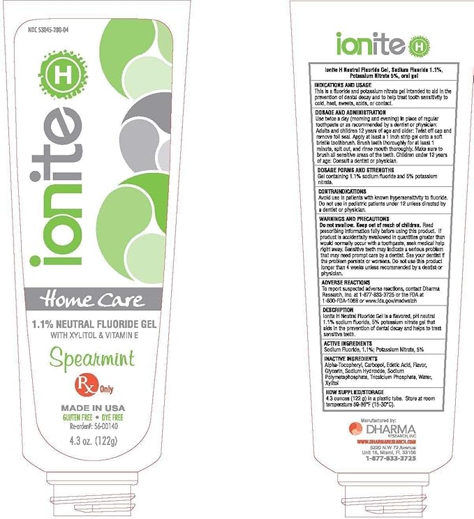 Ionite-H Home Care 0.40% Stannous Fluoride Non-Abrasive Brush-On Gel with Xylitol (4.3 oz, Spearmint)