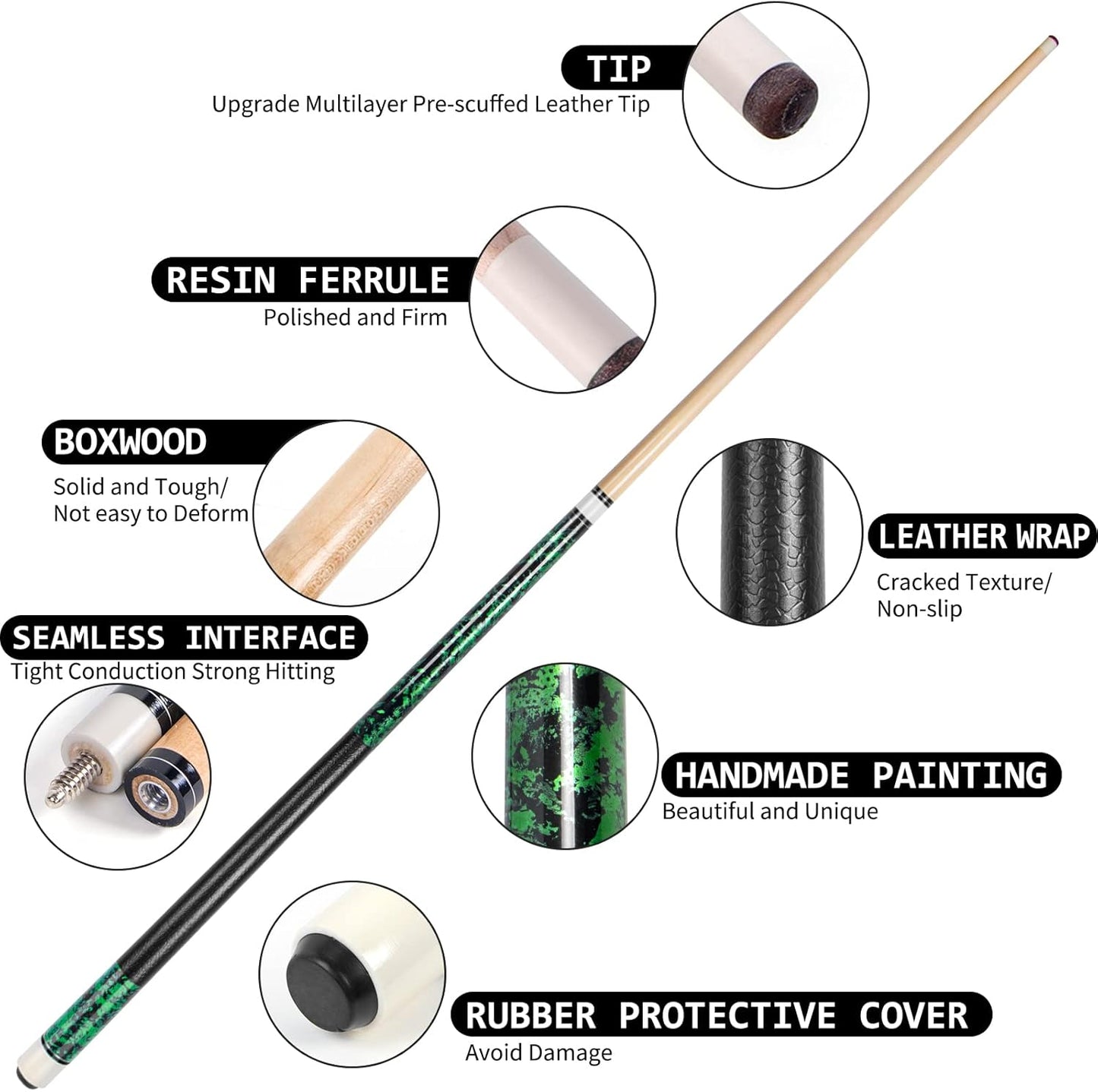 LOTKEY Pool Cue Set of 4-58 Inch 18~21 oz Canadian Maple Professional Billiard Cue Sticks, Pool Cue Stick with Extra 2 Pool Chalks, Pool Sticks for Adults, Durable, for Billiard Players