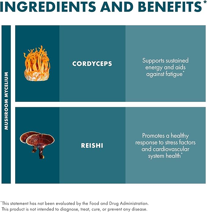 Host Defense CordyChi Capsules - Energy & Immune Support Supplement - Cordyceps & Reishi Mushroom Supplement for Relaxation & Respiratory Support - Aids Against Tiredness - 30 Capsules (15 Servings)*