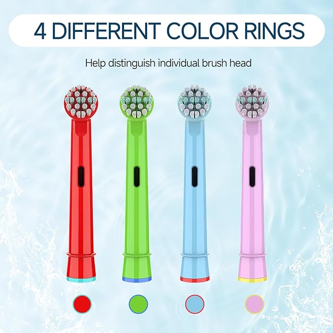Kids Toothbrush Heads Compatible with Oral B - Electric Toothbrushes, Replacement Brush Heads with Protective Caps, 4/8/12/16 Pack (4)