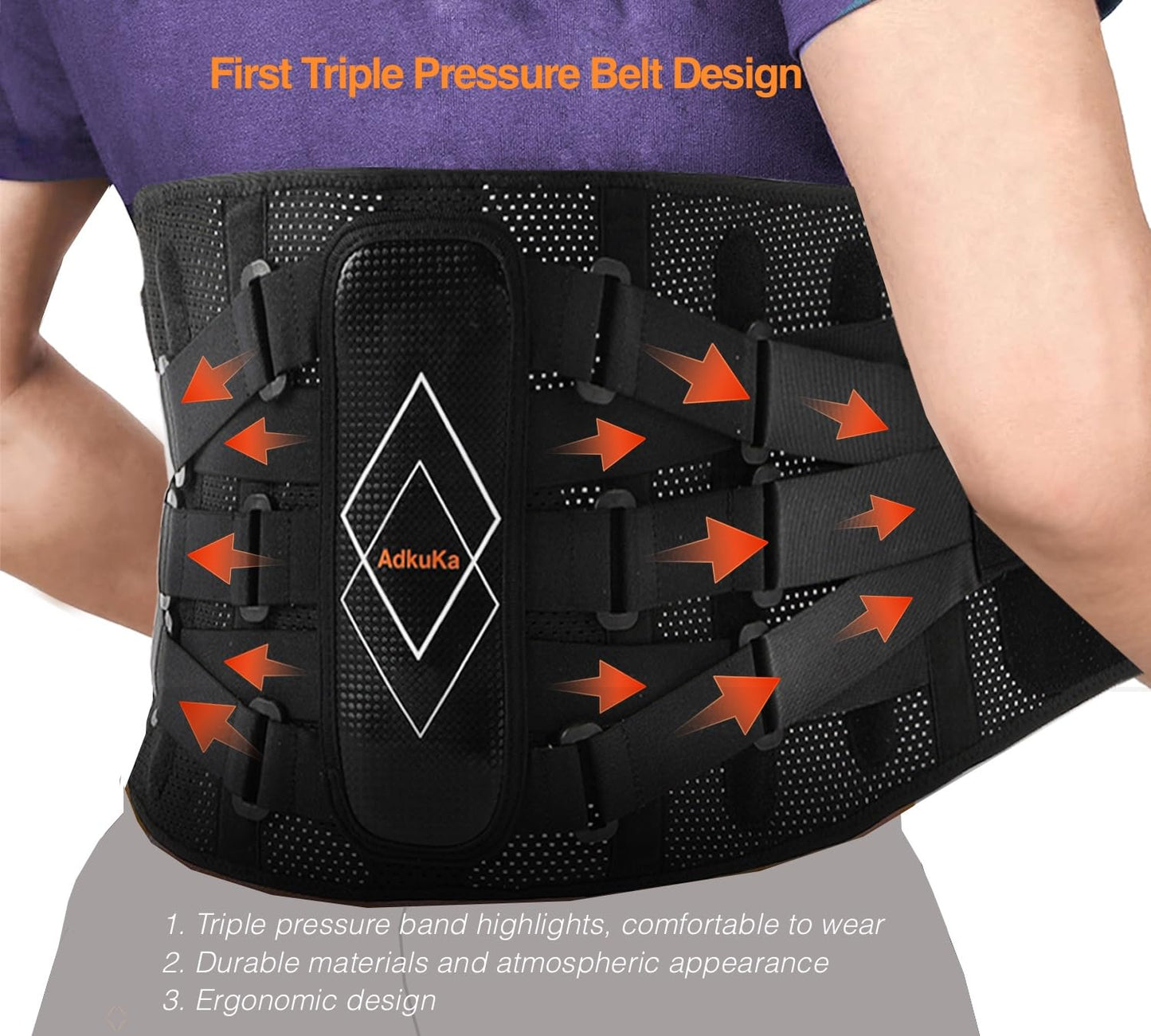 M1-beifen Back Brace for Lower Back Pain Relief, Three-Adjustable Elastic System, 7X Lumbar Support Belt for Men/Women, Ergonomic and Breathable Lumbar Pad for Herniated Disc, Sciatica