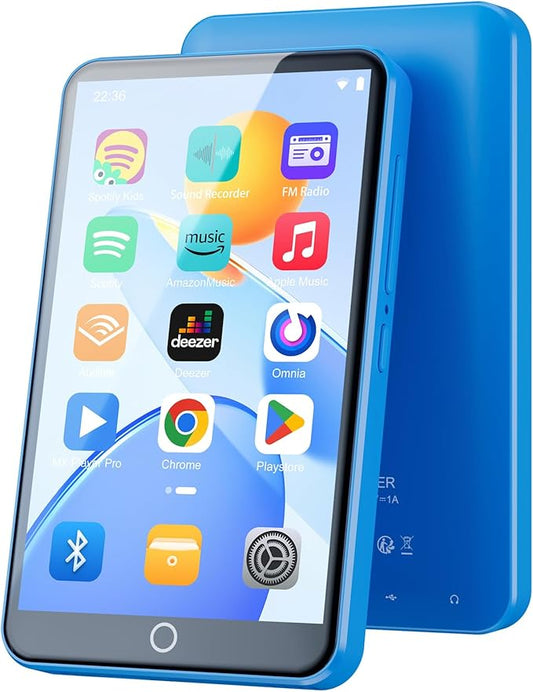 80GB MP3 Player with Bluetooth WiFi, 4" MP3 Players with Spotify, 2000mAh MP4 Player with Touch Screen, Android Music Player with Spotify Kids, Audible, Amazon Music, Play Store