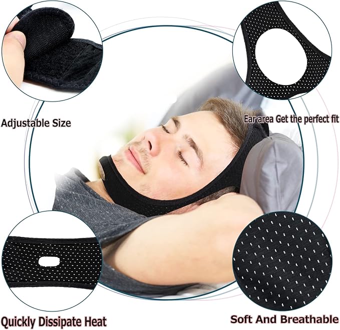 Chin Strap for Sleeping,Anti Snoring Chin Strap for CPAP Users,Don't Fade,Adjustable and Breathable Chin Strap-Keep Mouth Closed for Effectively Reduce Snoring,Skin-Friendly Comfortable Sleeping (1)