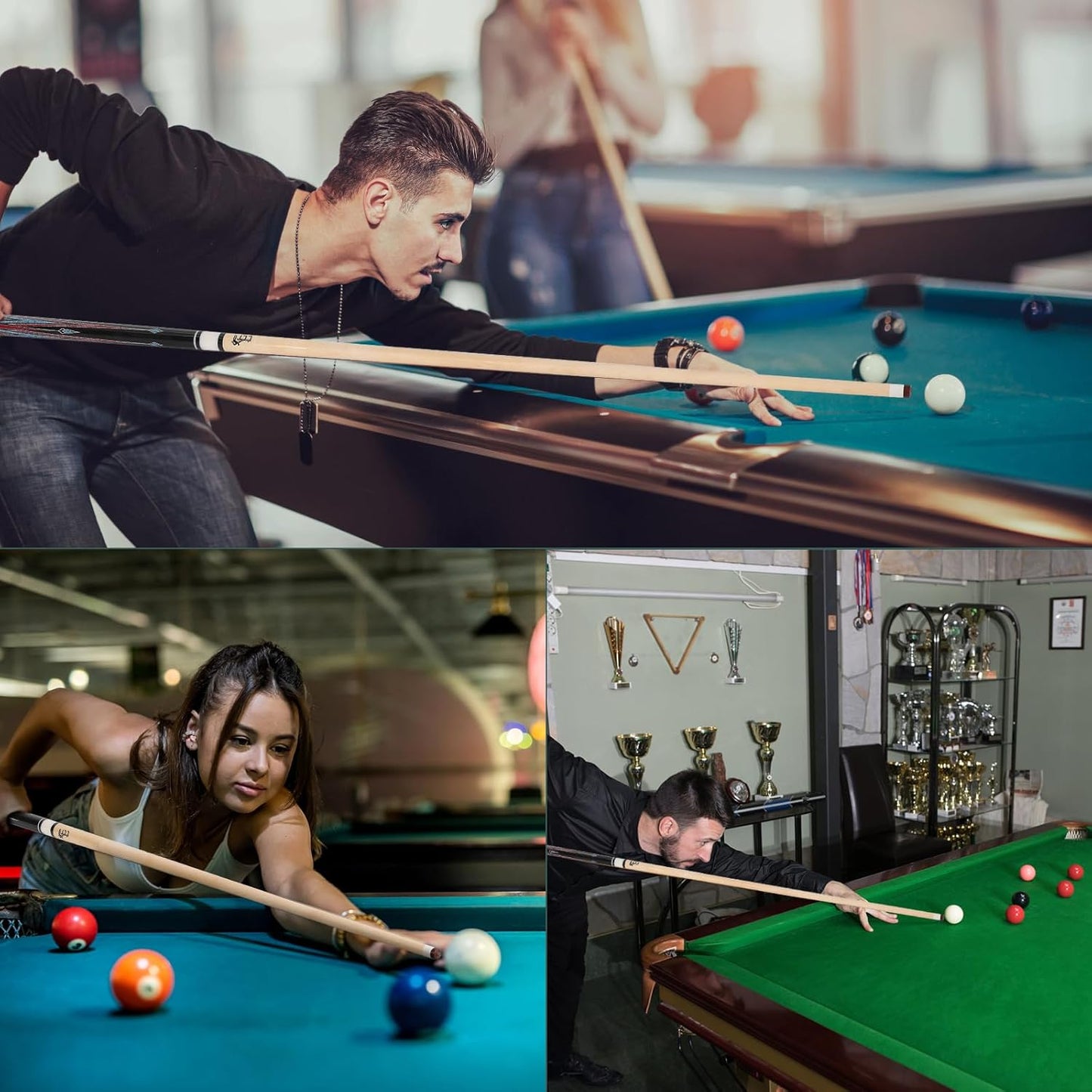 58" 2-Piece Maple Pool Cue, 18oz-21oz – Professional Billiard Stick with Leather Case, Ideal for Home, Bar Games, and Tournaments