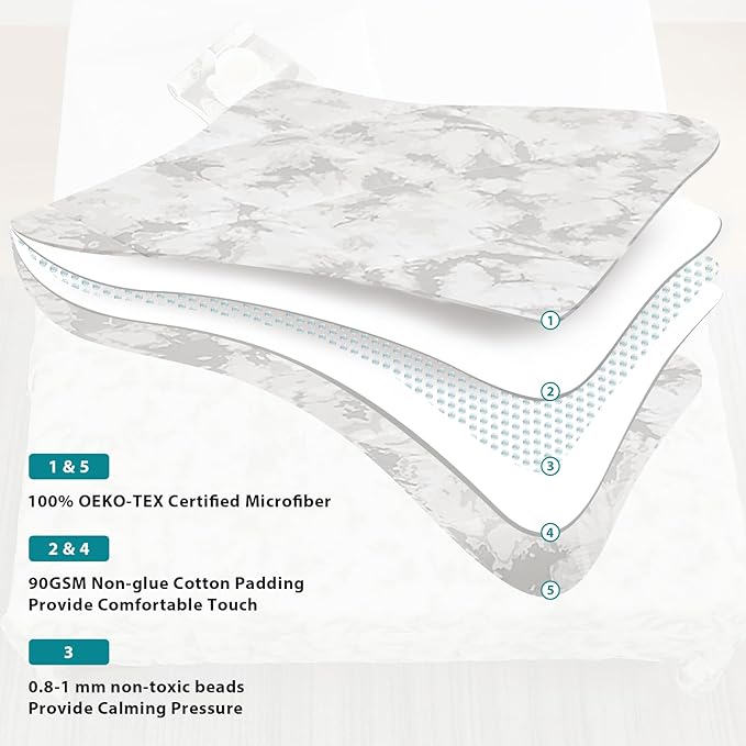 L'AGRATY Weighted Blanket - 48"x72" 15lbs Cooling Breathable Heavy Blanket Microfiber Material with Glass Beads for Adult All-Season Summer Fall Winter Soft Thick Comfort