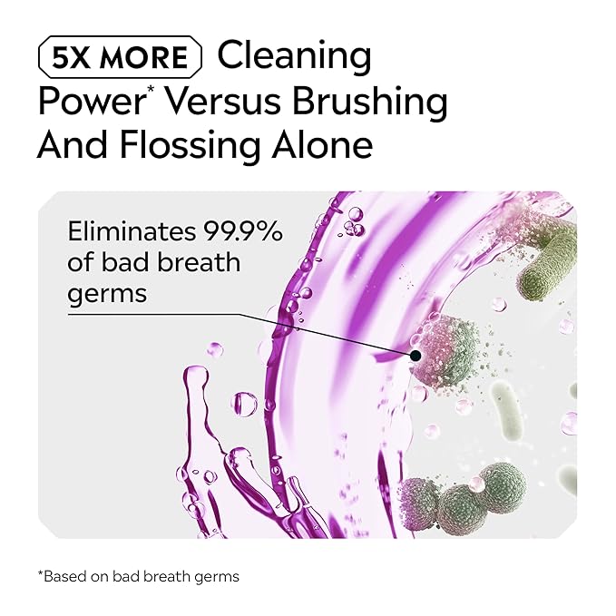 Listerine Total Care Alcohol Free Anticavity Fluoride Mouthwash, 6 Benefit Oral Rinse to Help Kill 99.9% of Germs That Cause Bad Breath, Strengthen Teeth, Restore Enamel, Fresh Mint Flavor, 500 mL