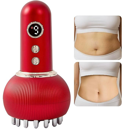 Lymphatic Drainage Massager & Anti Cellulite Massage Tool, Helps Reduce Stretch Marks & Cellulite, for Legs, Arms & Belly, Body Sculpting Machine with Microcurrent, Light, Heat & Vibration,Red