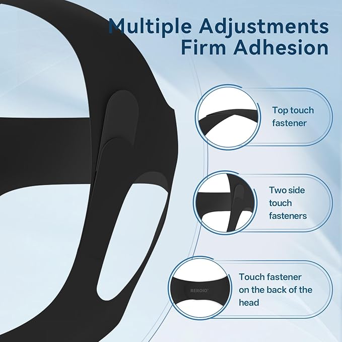 Chin Strap for Sleeping with 4-Side Adjustment, Anti Snoring Chin Strap Elasticity for Adults, Anti Snoring Devices Breathable and Durable, Snore Stopper for CPAP Users, Black, M